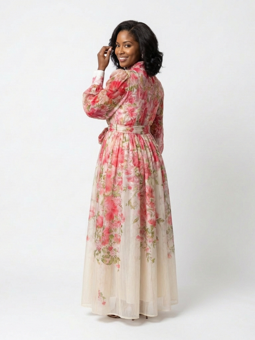 Cressida™ Floral Sheer Long Sleeve Maxi Dress