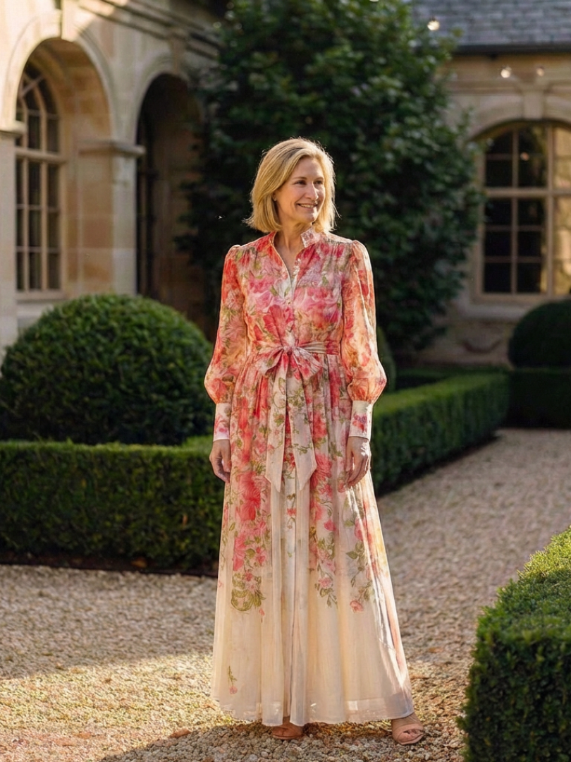 Cressida™ Floral Sheer Long Sleeve Maxi Dress