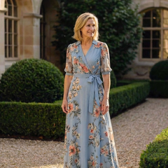 Elowen™ Floral Wrap V Neck Maxi Dress