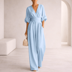 Elira™ Essential V-Neck Wide-Leg Jumpsuit