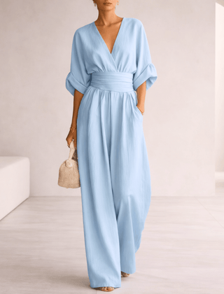 Elira™ Essential V-Neck Wide-Leg Jumpsuit
