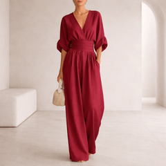 Elira™ Essential V-Neck Wide-Leg Jumpsuit