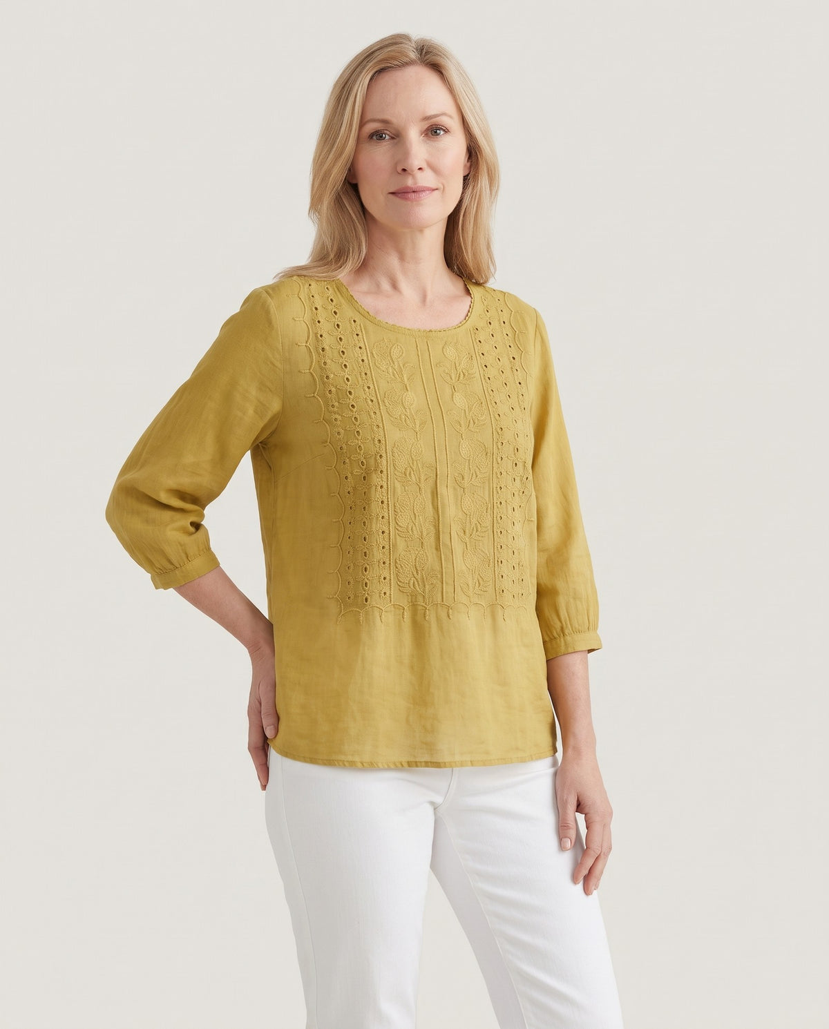 Violet Embroidered Boho Blouse - Yellow