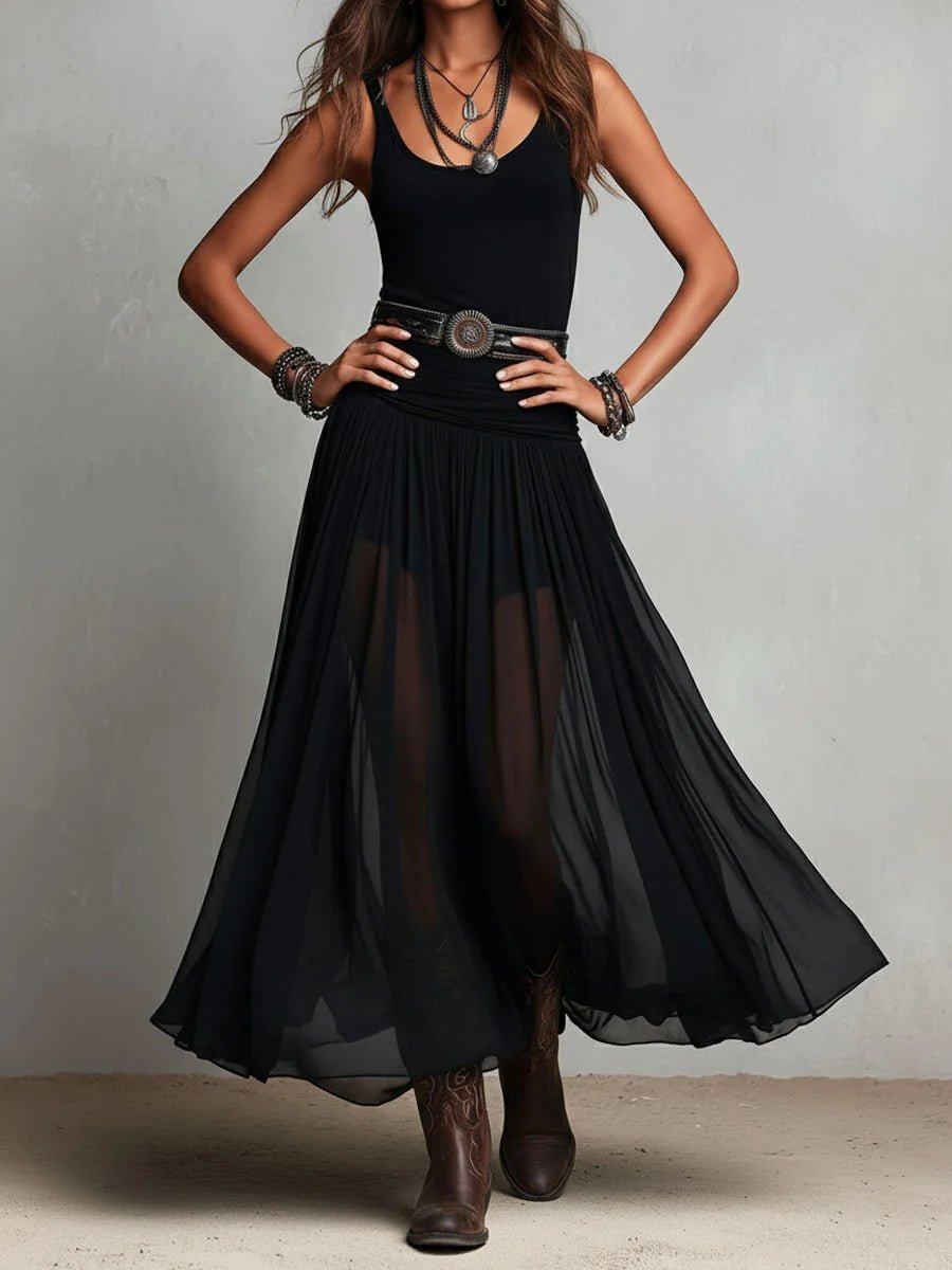 Jolie™ Sleeveless Tank Top with Tulle Skirt Maxi Dress